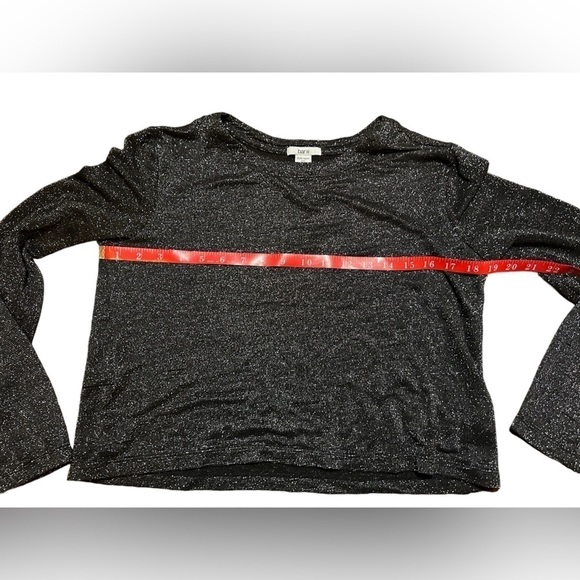 Bar III Long Sleeve Black and Silver Metallic Tee M - Picture 3 of 4